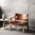 北欧简约设计师沙发椅实木马鞍皮西班牙椅休闲椅子橡木单人皮沙发(棕色)