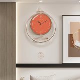 康巴丝轻奢鹿头静音钟表北欧现代客厅挂钟简约创意时尚时钟摇摆钟(18英寸（直径45.5厘米） 3285C橙色)