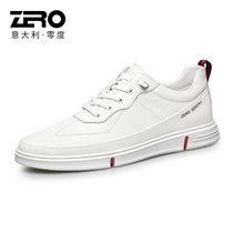 Zero零度休闲皮鞋 2021新品头层牛皮轻质男士板鞋潮流百搭休闲男鞋小白鞋子(米白 43)