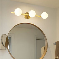 古娜北欧全铜led卫生间镜前灯镜柜灯现代简约过道浴室镜墙壁灯新款3618款(全铜本色+玻璃 3头)