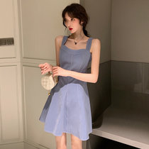 CaldiceKris （中国CK）新款牛仔蓝色吊带连衣裙CK-F1177(巧克力色)