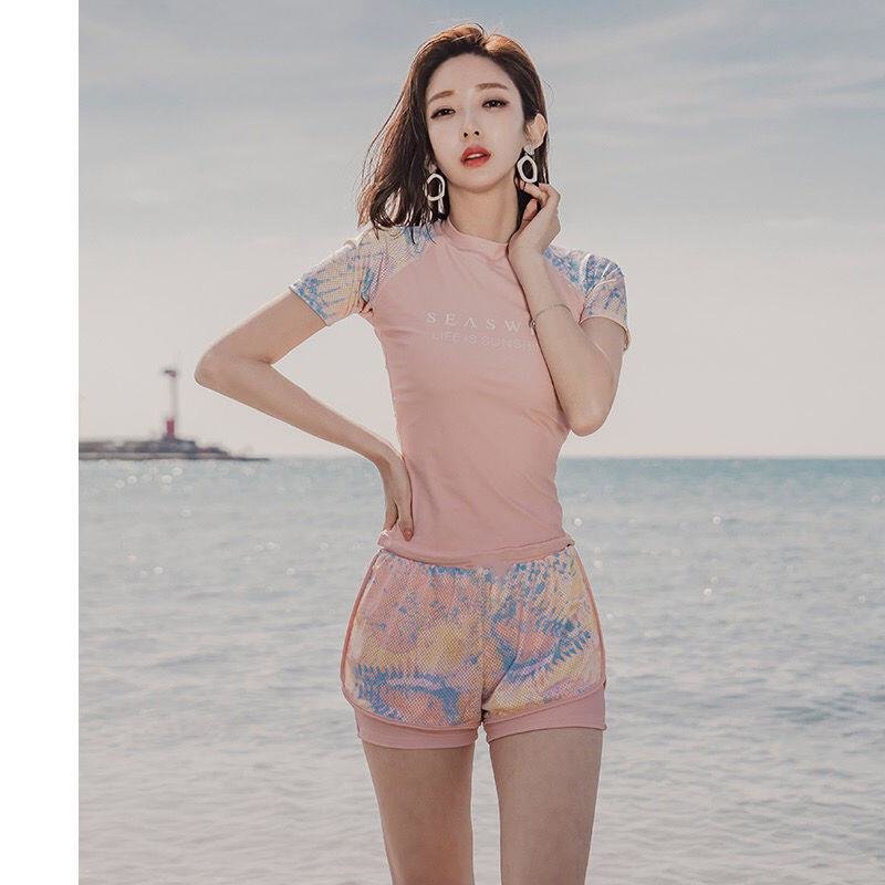 【抹胸/背心图片】新款泳衣女运动分体两件套保守显瘦遮肚平角裤遮