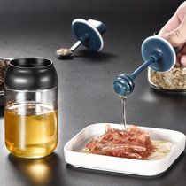 美佳多 厨房瓶勺盖一体调味瓶盐刷油蜂蜜瓶家用防潮密封玻璃调料罐(兰黑色调味瓶-250ML)