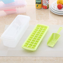 美之扣 创意密封食品级制冰格有盖带盖大冰块模具盒冰块盒制冰盒(绿色 18格)