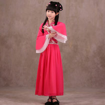 儿童古装汉服表演服女童仙女装舞蹈服六一新款七仙女舞台演出服装(140cm)(枚红色)