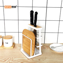 塑钢刀具收纳架厨房用品多功能刀架置物架筷筒一体放菜板砧板架(咖色)