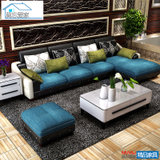 莫忘爱家创意现代简约大小户型沙发可拆洗布艺头层牛皮转角客厅沙发(双+贵（2.9米）)