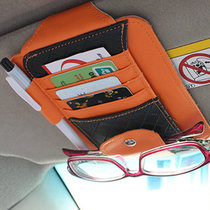卡饰得(CARCHAD) 眼镜夹 车载多功能遮阳板卡夹 票据夹 证件夹 名片夹 小羊皮(橙色)