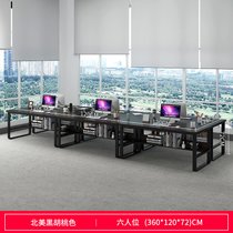 豫见美农 办公桌职员工作桌椅组合现代屏风双人位四人位员工会议桌电脑桌子_1593158369(六人位北美黑胡桃色)