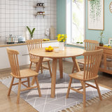 一米色彩 北欧实木餐桌现代简约圆形椅组合家用小户型1米饭桌日式餐厅(原木色 一桌四椅)