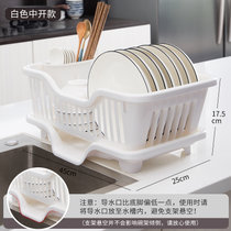 日本沥水碗架厨房放碗架碗碟沥水架塑料放碗置物架单层置碗架家用(白色中开 默认版本)