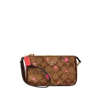 COACH 奥莱款小号女士PVC配皮手拿包 C7294IME7V(棕色)