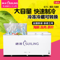 穗凌 BD-580冰柜商用大容量双门卧式冰箱冷柜冻肉柜单温冷藏冷冻柜水果茶叶保鲜柜(白色)