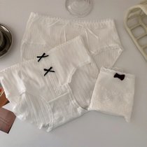 SUNTEK内裤少女裆夏季薄款低腰女生可爱日系纯欲纯色女士三角裤(均码 （95-115斤左右） 乳白色 S组)