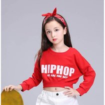 六一儿童演出服嘻哈街舞爵士舞现代舞表演服套装男女童啦啦操服装(160cm)(红色上衣)