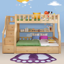 木巴现代简约梯柜子母床 松木环保实木烤漆 抽屉书架儿童家具(C236上1.4米 下1.6米)