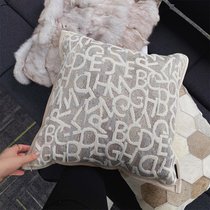 Texdream|灰色系列现代简约抱枕套轻奢现代棉麻客厅沙发方形靠枕(【Graffiti|灰白字母】)