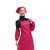 谋福 厨房店员工作围裙服 餐厅服务员围裙+头巾+袖套四件套 制服围裙可爱(枚红色)