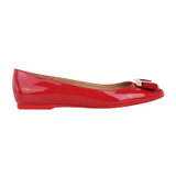 Salvatore Ferragamo女士红色漆皮蝴蝶结平底鞋 05910747.5红 时尚百搭