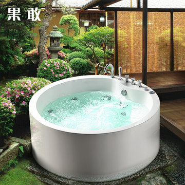 果敢卫浴 圆形亲子浴缸恒温按摩浴缸独立式亚克力浴缸1.5米061