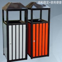 俊采云JCY-f2新款塔型单桶户外垃圾桶钢木垃圾筒风景区广场物业小区室外垃圾箱（单位：个）(咖啡色 JCY-f2)