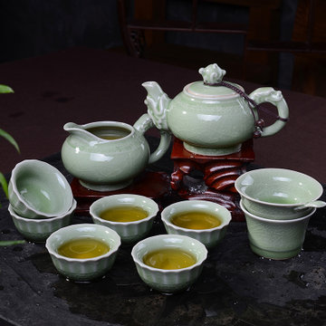 汝道 祥龙盛世哥窑茶具套装*可养开片陶瓷功夫普洱茶茶器整套