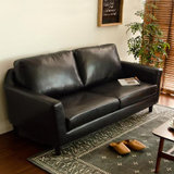 TIMI 现代简约PU沙发 日式PU沙发组合 小户型沙发组合 北欧时尚沙发(黑色 脚踏)