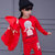 花样童依童装2017新款儿童冬季运动套装女童中大童大卫衣三件套装加绒加厚(红色 110CM)