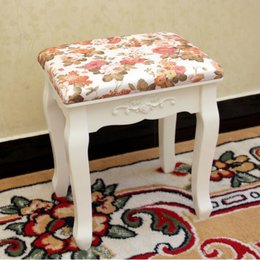 京好 欧式梳妆凳子 现代简约环保小碎花化妆凳古典创意布艺实木椅A71(牡丹花 散装发货)