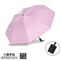 折叠全自动雨伞女学生晴雨两用太阳伞防紫外线大号遮阳伞可爱(【手动新款】黑胶皇冠粉色 默认)