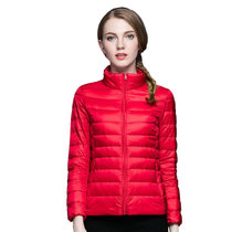 羽绒服旅行运动女士超轻立领薄款羽绒服加宽加大羽绒服9062(红色 M)