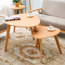 小型简易茶几简约现代木质客厅沙发桌北欧边几角几小圆桌B6001(黑色大小组合茶几)