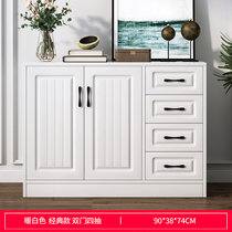 竹咏汇 北欧式鞋柜 家用门口大容量阳台储物柜 简约现代玄关柜门厅柜储物柜子(双门四抽暖白色 90长38宽74高)