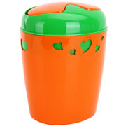 优雅主妇Y272撞色带盖垃圾桶（橘色）