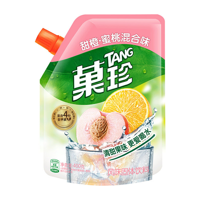 菓珍甜橙蜜桃混合味果珍维c冲饮果汁粉壶嘴装400g速溶固体饮料新老