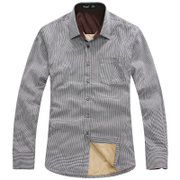 Lesmart/莱斯玛特 男士加绒衬衫 商务休闲加绒加厚千鸟格长袖衬衫 SX13124(咖啡色 40)
