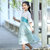 2021新款女童汉服 儿童古装中国风童装夏季短袖连衣裙六一表演服(绿色 100cm)