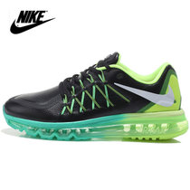 耐克跑步鞋男鞋Nike max90全掌气垫女鞋飞线跑鞋皮面休闲运动鞋(黑绿皮面)