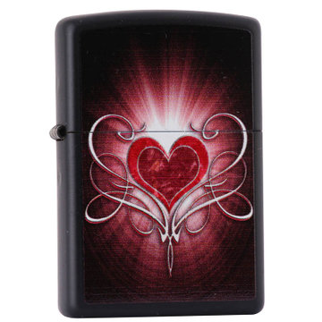 zippo芝宝打火机280432011新款闪亮之心黑色哑漆彩印