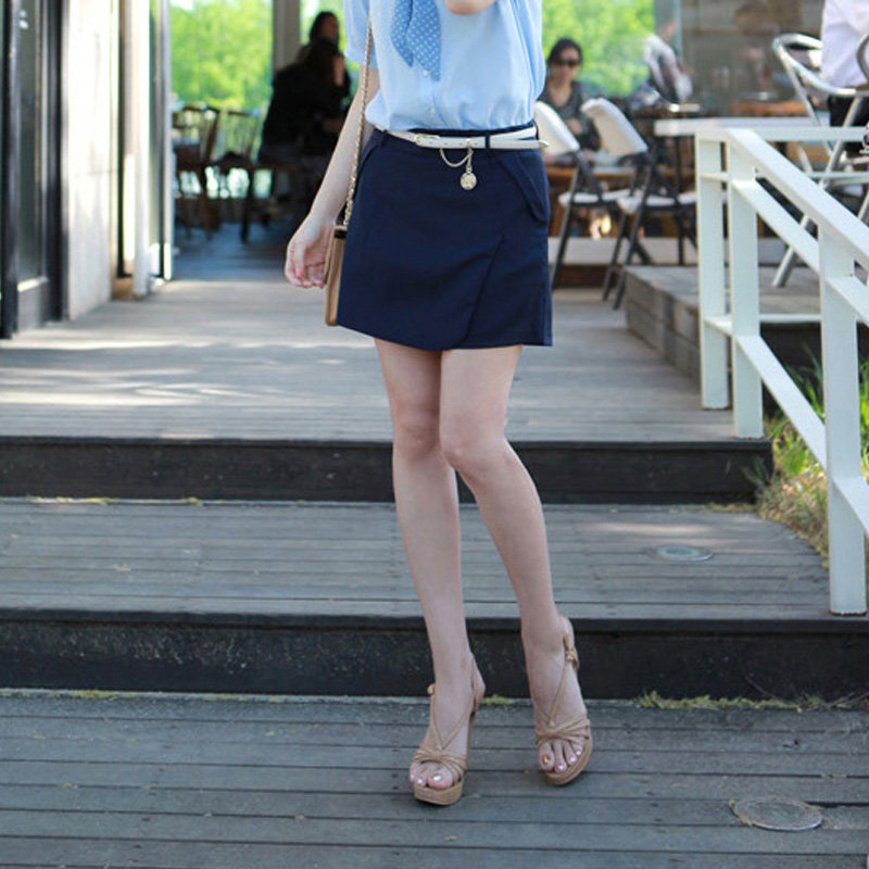 夏季新品韩版个性领带休闲职业装套装女衬衫夏 裤裙休闲套装(裤裙 m)