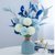 地中海简美桌面陶瓷花瓶蓝白色仿真花艺尤加利桉树叶绣球套装摆件(蓝色花束+蓝色花瓶)