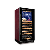 西伯仑XL-68智能恒温红酒柜 茶叶柜 冷藏柜 冰吧展示柜 实木层架 红木纹(红色明拉手挂杯)