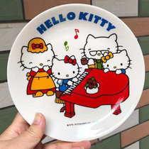 包邮日单hellokitty凯蒂猫陶瓷餐具儿童早餐盘可爱卡通蔬菜水果盘(紫色 默认版本)