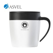 ASVEL星巴克水杯不锈钢真空隔热金属杯子创意马克杯带盖S330N(白色)