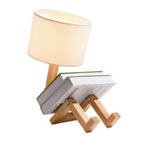 现代简约客厅创意个性台灯 木制台灯卡通儿童阅读灯书桌创意实木台灯(橡木 按钮开关)
