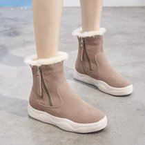 SUNTEK雪地靴女2021新款鞋子时尚短靴加厚马丁靴子冬季加绒棉鞋冬鞋(36 卡其色（加绒）)