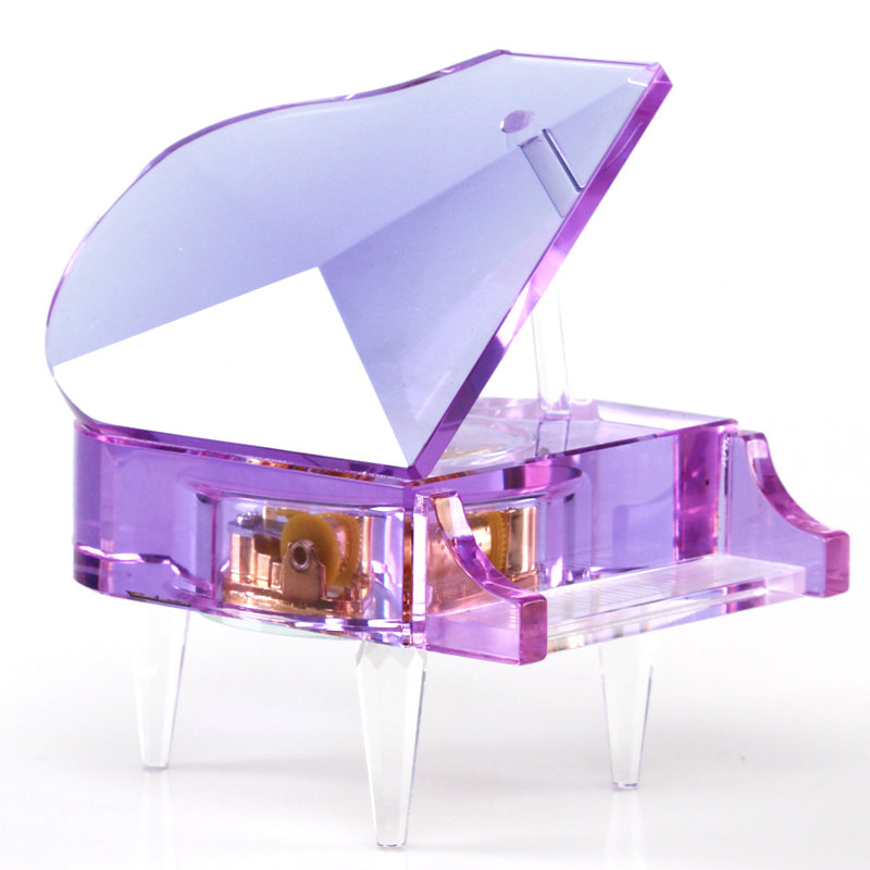 【621工艺礼品图片】礼意久久 创意礼品礼物紫色水晶钢琴音乐盒八音盒