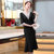 MISS LISA韩版时尚气质高腰V领中长款连衣裙修身大码裙子YWZ8117(黑色 XXL)