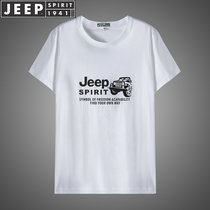 JEEP SPIRIT吉普短袖T恤纯棉圆领半袖t恤男士夏装字母短t运动休闲体恤衫(2-2014白色 XL)