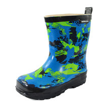 儿童雨鞋防滑加厚天然橡胶涂鸦时尚学生卡通雨靴防水男童外贸水鞋童鞋(蓝色雨鞋 24码（内长16.0cm）)
